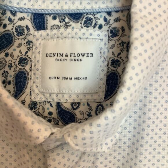 Denim & Flower Men's Button Down Shirt 💜🌊 - Picture 3 of 6